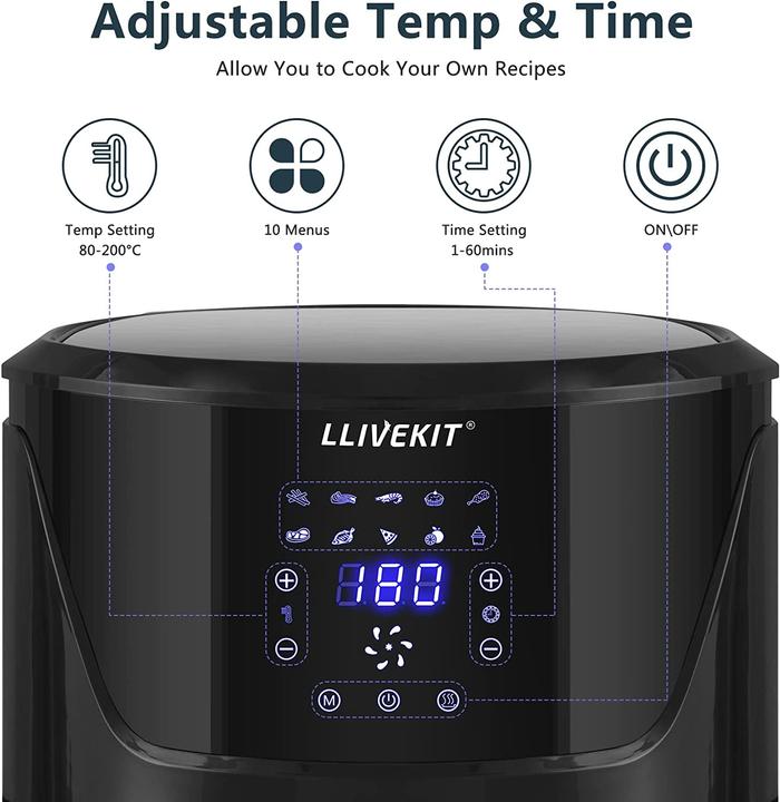 Immagine prodotto Llivekit Friggitrice ad aria calda XXXL da 7 litri in nero