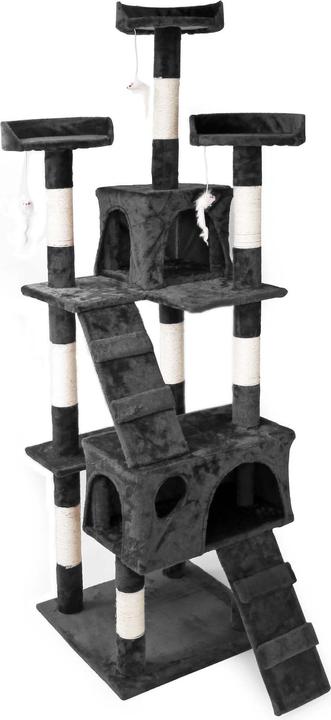 Produktbild Wiltec Kratzbaum Schwarz 170cm Sisal Katzenbaum Katzenkratzbaum Kletterbaum (170 cm, Schwarz)