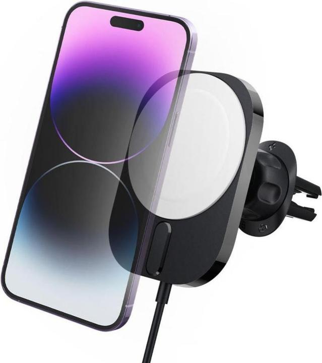 Actual product image Spigen car mount with charger ITM12W Onetap Pro 3 Magnetic Magsafe Vent Car Mount Wireless Charger b (15 W)