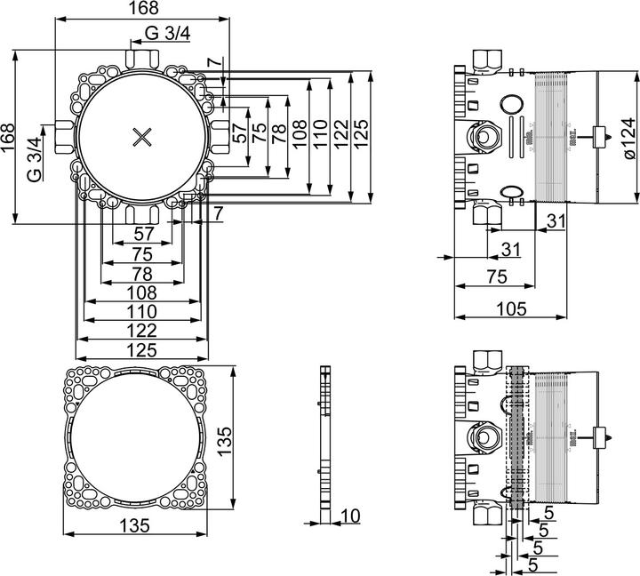 Actual product image Hansa Hansabluebox basic unit, compact solution, flush-mounted installation body with pre-separation