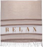 Actual product image Ootb White/cream/brown fouta hammam towel, Relax (80 x 170 cm)