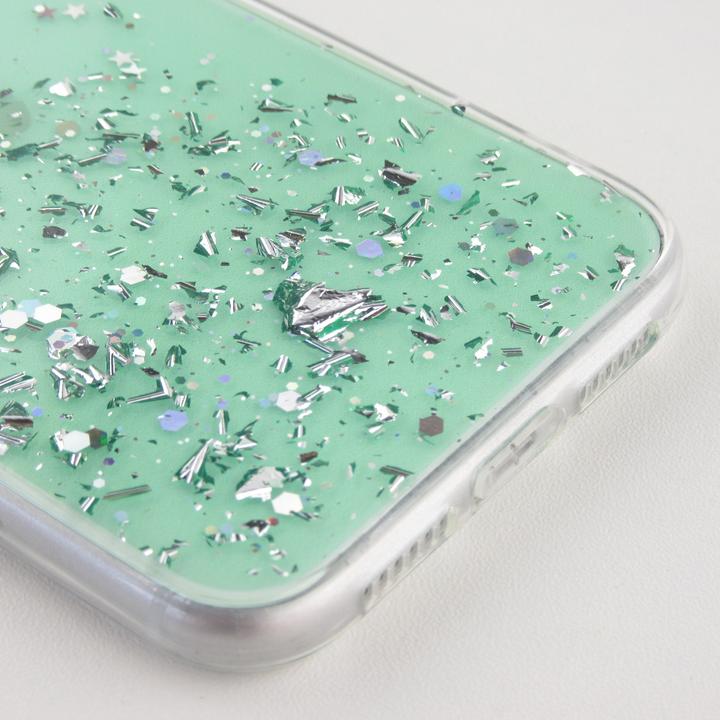 Produktbild PhoneLook Hülle Gummi silberner Pailletten mit Ring grün (Apple iPhone 11 Pro)