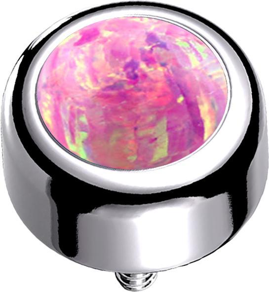 Actual product image Star Piercing Dermal Anchor cylinder silver with opal pink (without brass, Titanium G23)