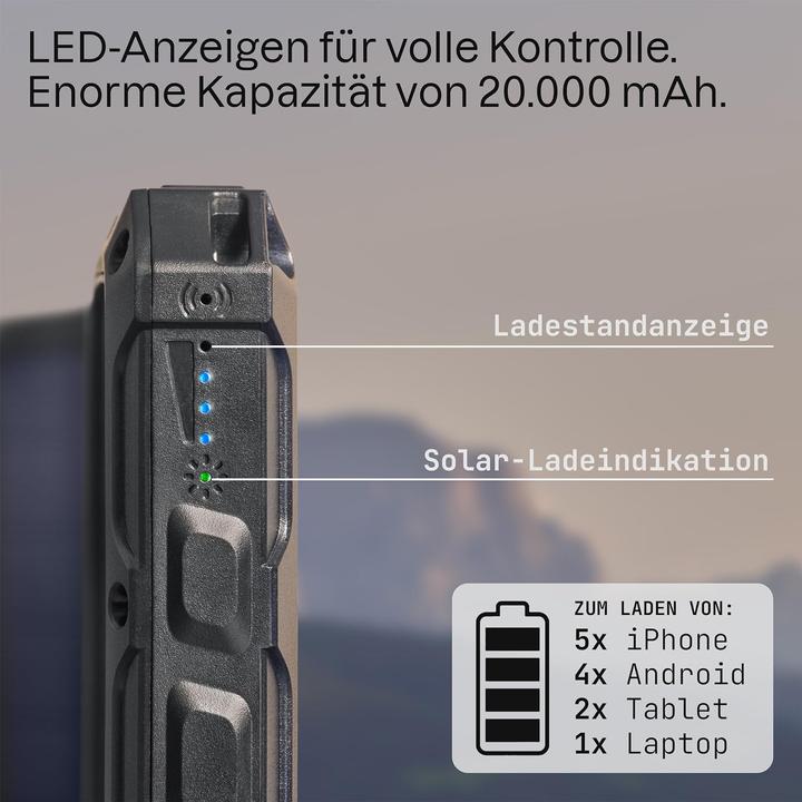 Actual product image Roboparts SP26W Handy-Solarladegerät für Camping und Outdoor (20000 mAh, 8 W)