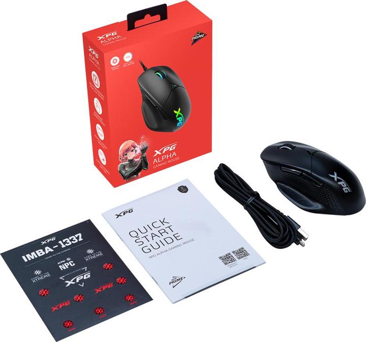 Actual product image Adata ALPHA-BKCWW mouse Right-hand RF Wireless + USB Type-C Optical 16000 DPI (Cable)