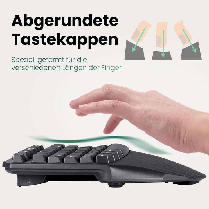 Image du produit Perixx PERIBOARD-613 DE B, Clavier ergonomique compact sans fil, noir (DE, Sans fil)