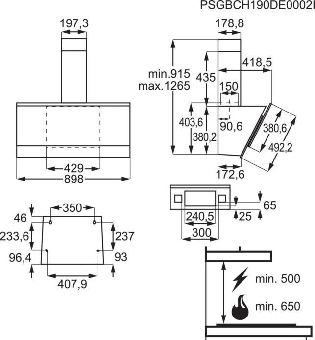 Actual product image AEG DVE5971HG Wall Mounted, Stainless Steel ³/h A (Wall hood)