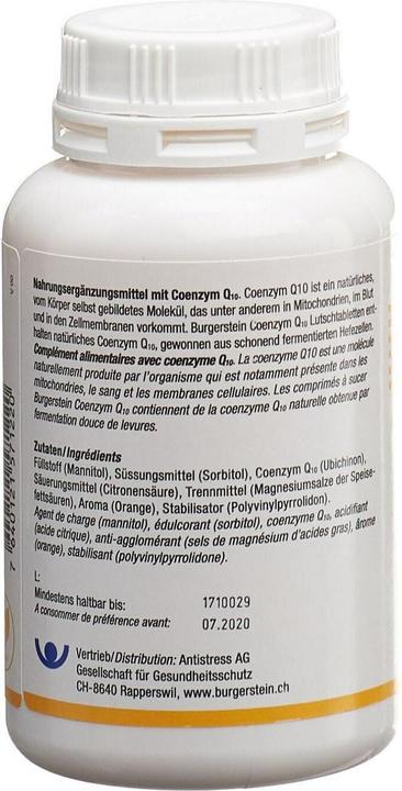 Nährwerte und Zutaten Burgerstein Coenzym Q10 (1 Stück, Tabletten, 124 g)