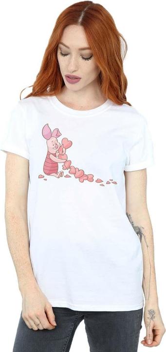Actual product image Disney Womens/Ladies Winnie The Pooh Piglet Chain Of Hearts Cotton Boyfriend T-Shirt (M)