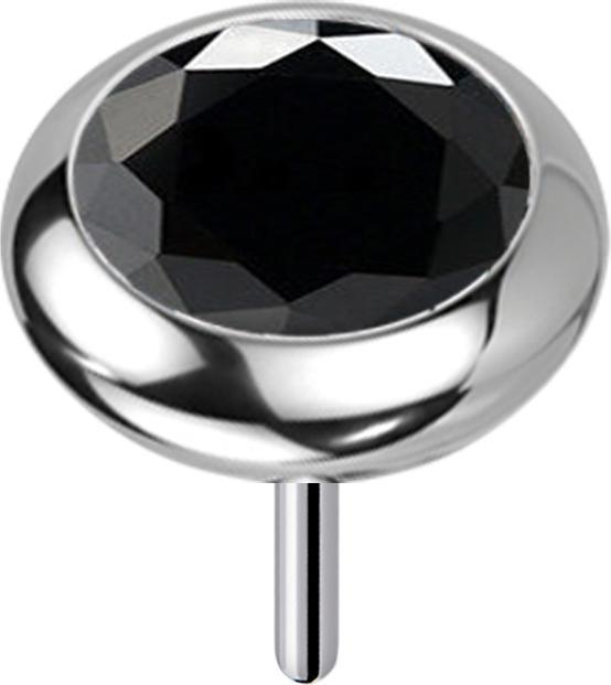 Produktbild Star Piercing Threadless silber Scheibe abgerundet Kristall schwarz (ohne Messing, Titan G23)