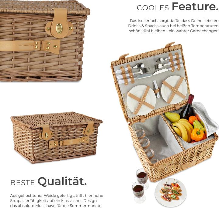 Immagine prodotto tectake Cestino da picnic Föhr per 4 persone, con scomparto refrigerante & accessori