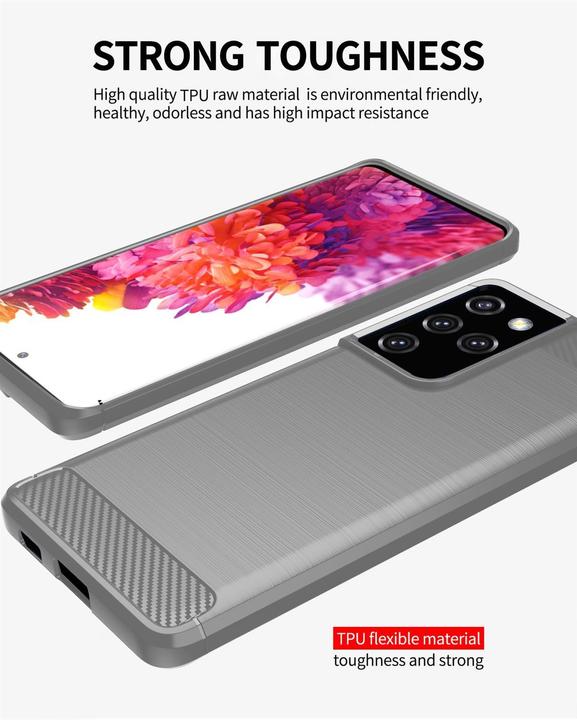 Image du produit Cadorabo TPU Ultra Slim carbon edelstahl Combi Cover (Samsung Galaxy S21 Ultra)