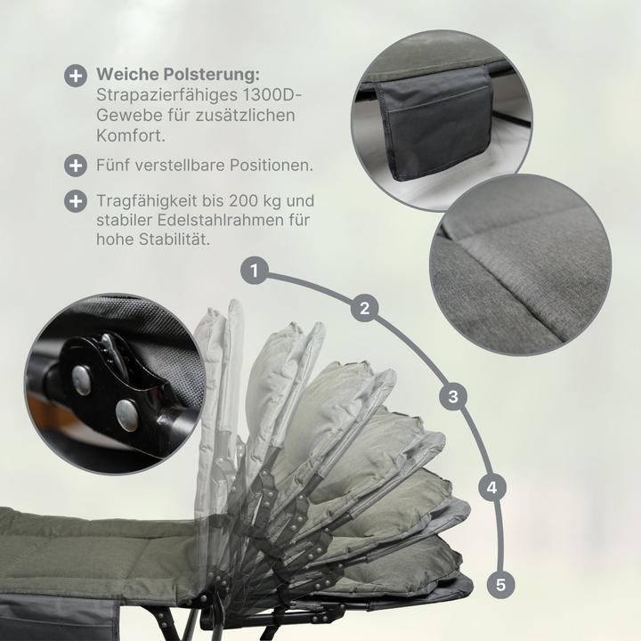 Image du produit Hermex Campingliege Outdoor-Liege Feldbett Sonnenliege Klappbett