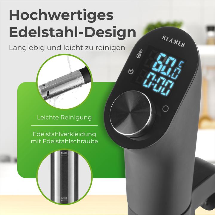 Produktbild KLAMER Sous Vide Stick 1200 Watt IPX7 wasserdicht 3D Zirkulation