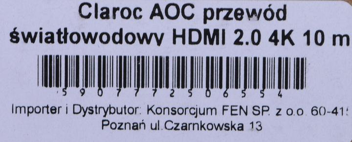 Image du produit Claro HDMI CABLE FIBER OPTIC AOC 2.0 4K 10M - Câble - Numérique/Affichage/Vidéo (10 m, HDMI)