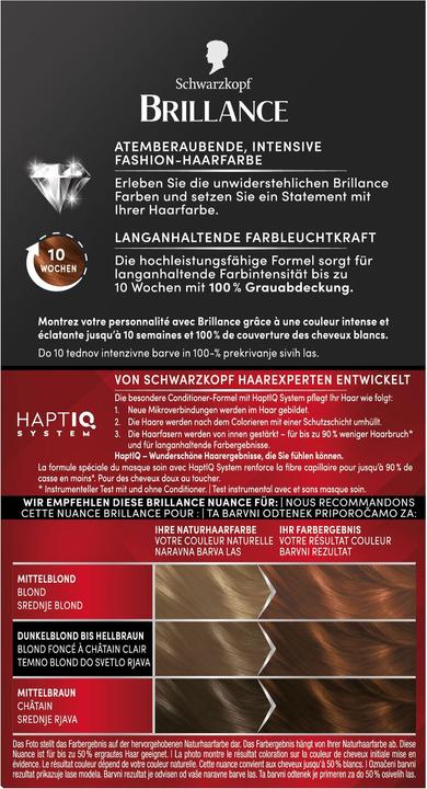 Actual product image Schwarzkopf Brillance Intensive Colour Cream (847 Caramel Brown)