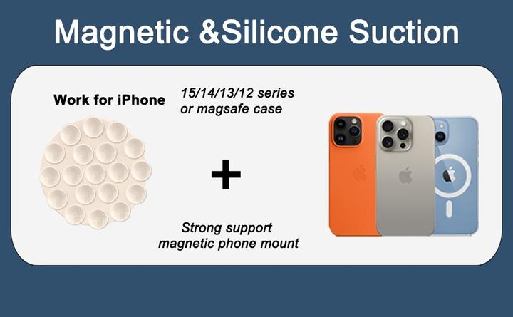 Image du produit PhoneLook Patch magnétique MagSafe rotatif 360° en silicone avec ventouse pour support téléphone