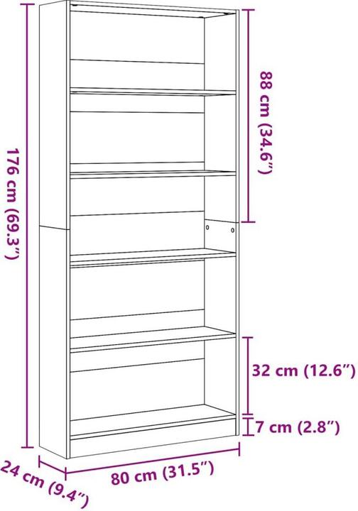 Immagine prodotto VidaXL Bücherregal (80 x 24 x 176 cm)