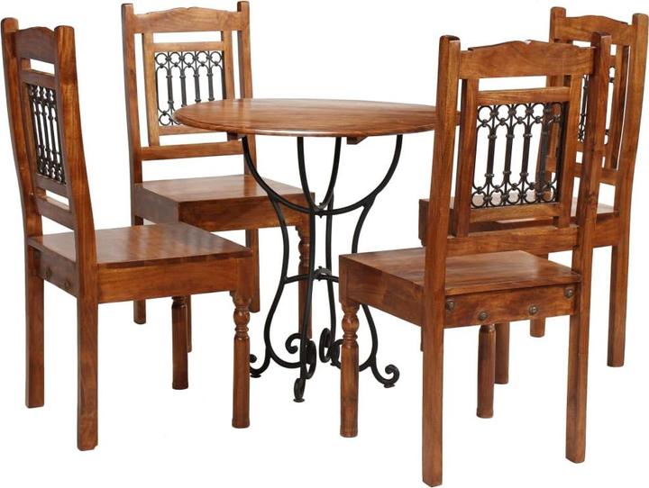 VidaXL Essgruppe Esstischset Esszimmertisch Sitzgruppe 5-tlg. Massivholz Akazie (80 x 76 cm)