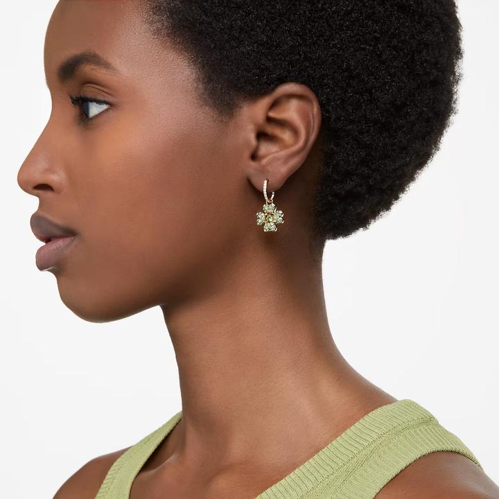 Image du produit Swarovski Idyllia Drop Pendentif d'oreille trèfle à quatre feuilles vert or (Métal)