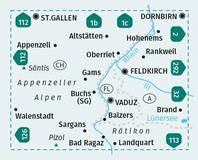 Immagine prodotto Mappa escursionistica KOMPASS 21 Liechtenstein, F