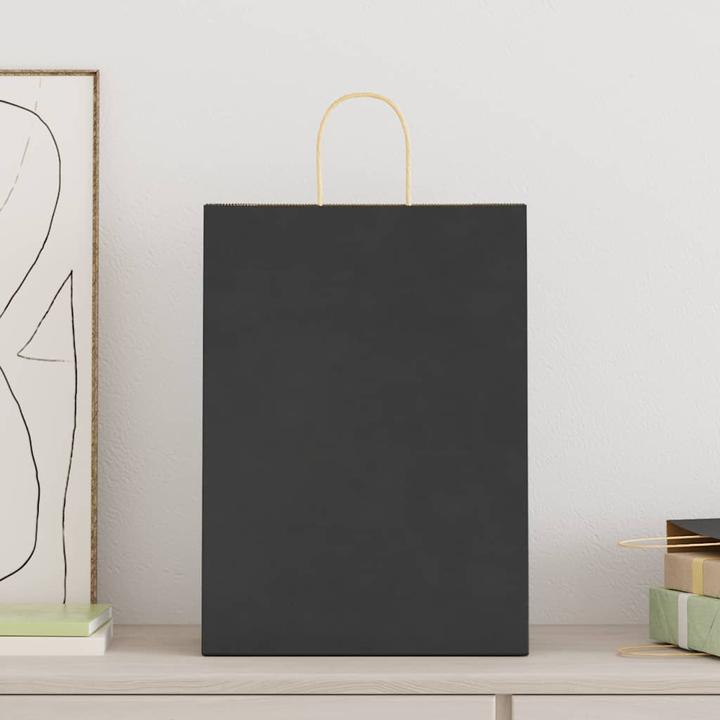Produktbild VidaXL Kraftpapiertüten 50 Stk. mit Henkel Schwarz 32x17x44 cm Papiertüte (Geschenktüte, 50 x)