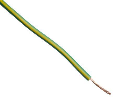 Actual product image Rs Pro Single core cable 0.75 mm² 100m green, yellow PVC insulated Ø 2.7mm 24/0.2 mm strands 2491X (100 m)
