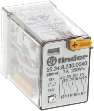 Actual product image Finder 4PDT mini plug-in relay,7A 230Vac coil