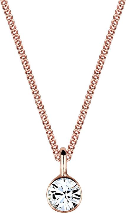 Immagine prodotto Elli Collana Basic Solitaire Cristalli Argento 925 (Argento 925 Oro rosa, Cristallo di vetro, 45 cm)