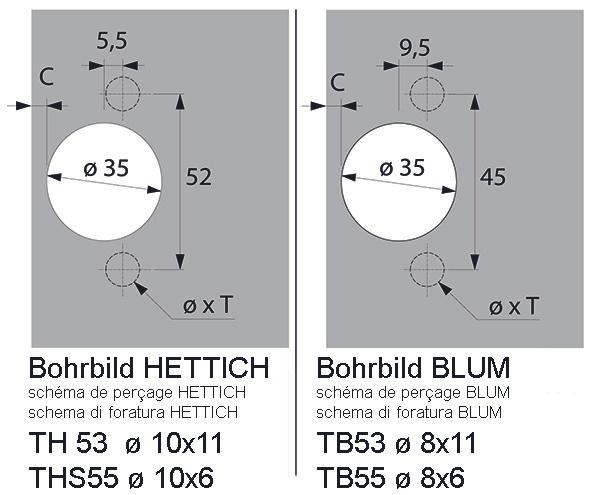 Productafbeelding Hettich Zero-incursie potscharnieren Sensys 8657, hoek- en middenscharnier