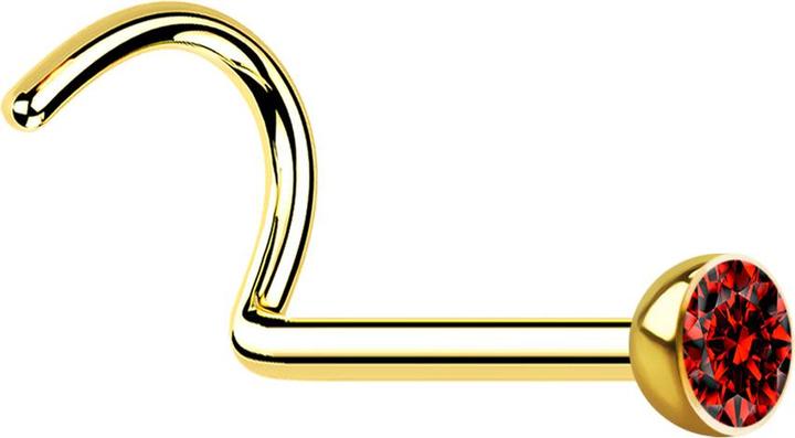 Image du produit Star Piercing Clou de nez courbé doré avec cristal rouge (Acier chirurgical 316L, sans laiton)