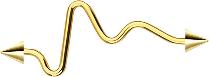 Produktbild Star Piercing Barbell vergoldet Herzschlag mit zwei Cones (ohne Messing, Chirurgenstahl 316L)