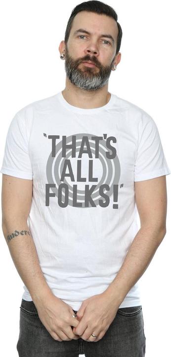 Actual product image Looney Tunes Mens That's All Folks Text T-Shirt (S)