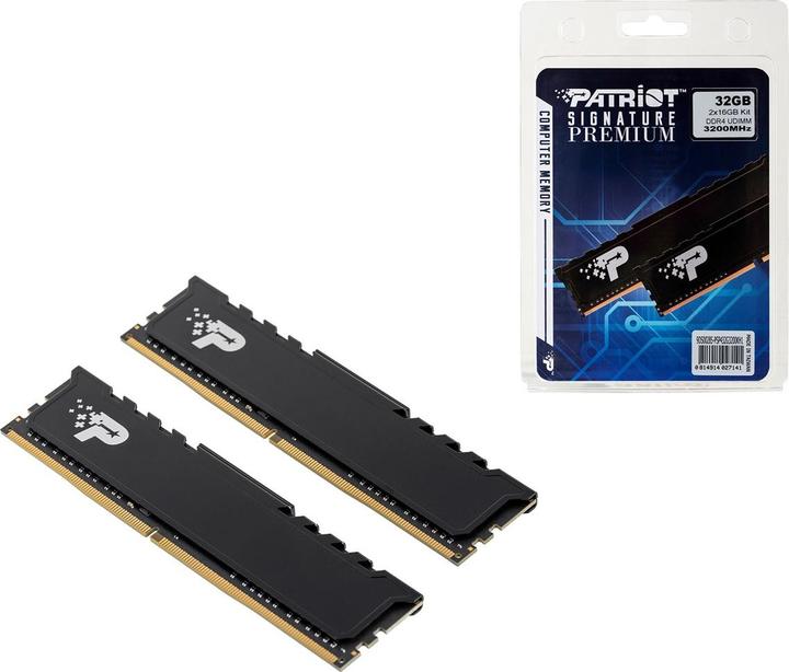 Actual product image Patriot Signature Premium PSP432G3200KH1 memory module GB DDR4 (2 x 16GB, 3200 MHz, DDR4-RAM, DIMM)