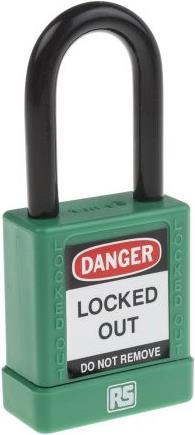 Actual product image Rs Pro Green Non Conductive Safety Padlock,Std.