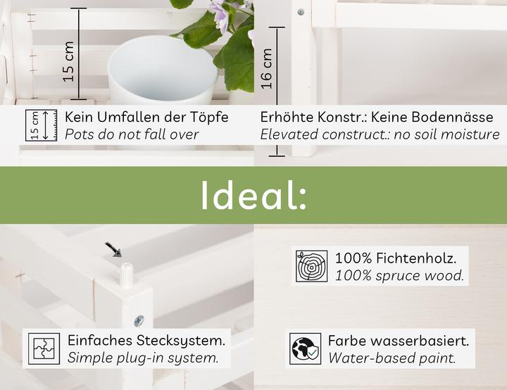Immagine prodotto Needs&Wants Multi-Pflanzenständer "Placy1" mit 3 Kästen, Fichte (weiss)