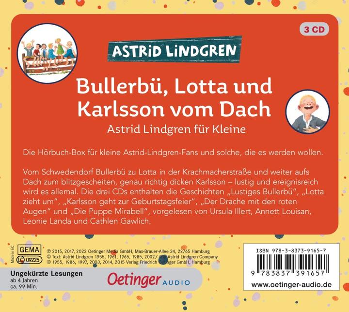 Image du produit Bullerbü, Lotta et Karlsson du toit (Ursula Illert, Annette Louisan, Frank Gustavus, Silke von Hacht, Katrin Angel King, Leonie Landa, Charles Kurt Peters, Cathlen Gawlich, Kay Poppe, Thyra Dohrenburg, Astrid Lindgren, Senta Kapoun, Allemand)