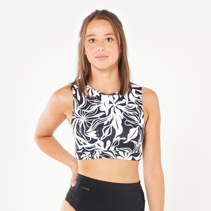 Image du produit Olaian Haut de maillot brassière de surf Femme - Carla noir et blanc (75 C)