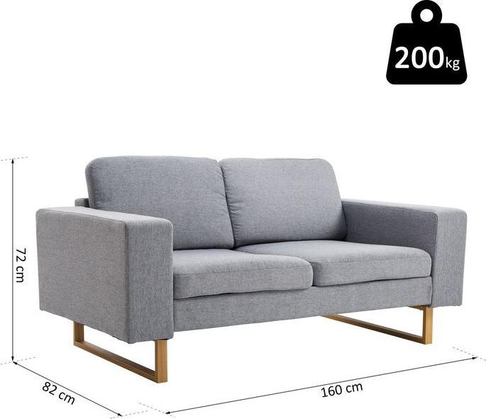 Produktbild Swisshandel24 2-Sitzer Sofa Ecksofa Polstersofa Stoffsofa Sitzmöbel Holz hellgrau (2-Sitzer)
