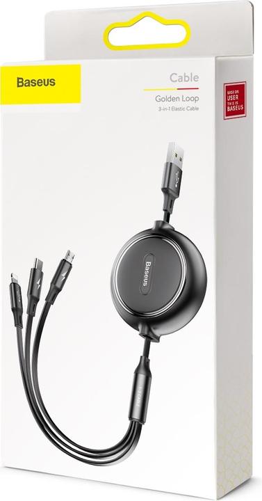Actual product image Baseus 3in1 extendable cable (1.20 m, USB 3.2 Gen 1)