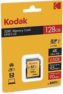 Productafbeelding Emtec KODAK SDHC-kaart klasse 10 (128 GB, SDXC, U3, UHS-I)