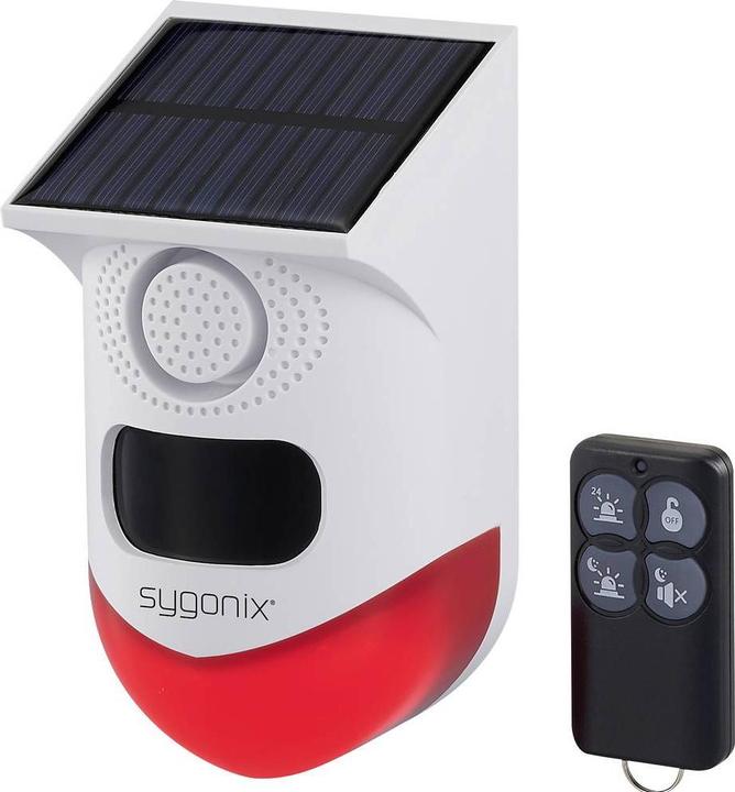 Produktbild Sygonix Mini-Alarmanlage Weiss, Rot mit LED, mit Bewegungsmelder, mit Fernbedi
