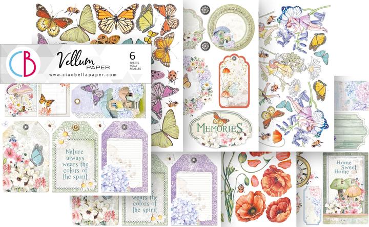 Actual product image Ciao Bella Vellum Paper "Enchanted Land", 15 x 15 cm, 6 sheets (90 g/m², 6 x)