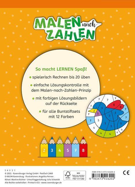 Produktbild Ravensburger Malen nach Zahlen, 1. Klasse: Rechnen bis 20