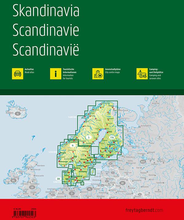 Immagine prodotto Scandinavia, atlante automobilistico 1:200.000 - 1:400.000, freytag & berndt
