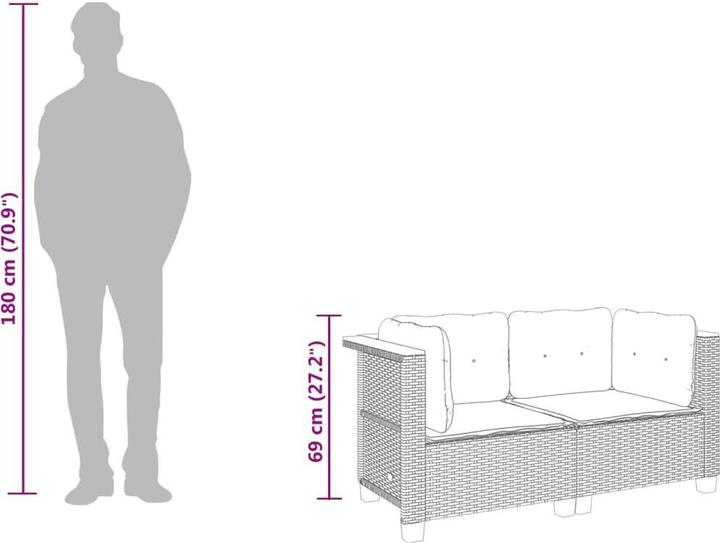 Produktbild VidaXL Garten Ecksofa Kissen Mittelsofa Gartensofa 2 Stk. Beige Poly Rattan