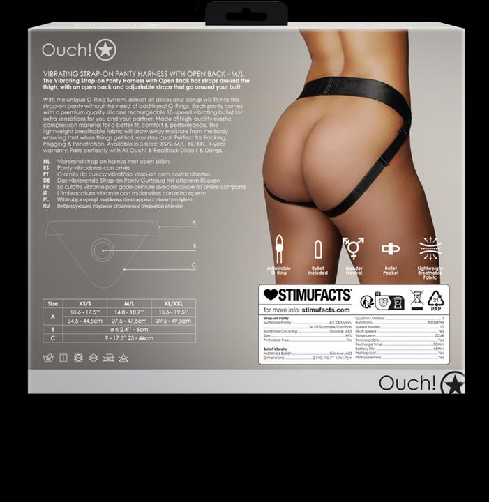 Image du produit Ouch! Vibrating Strap-on Panty Harness - Open Back - M/L