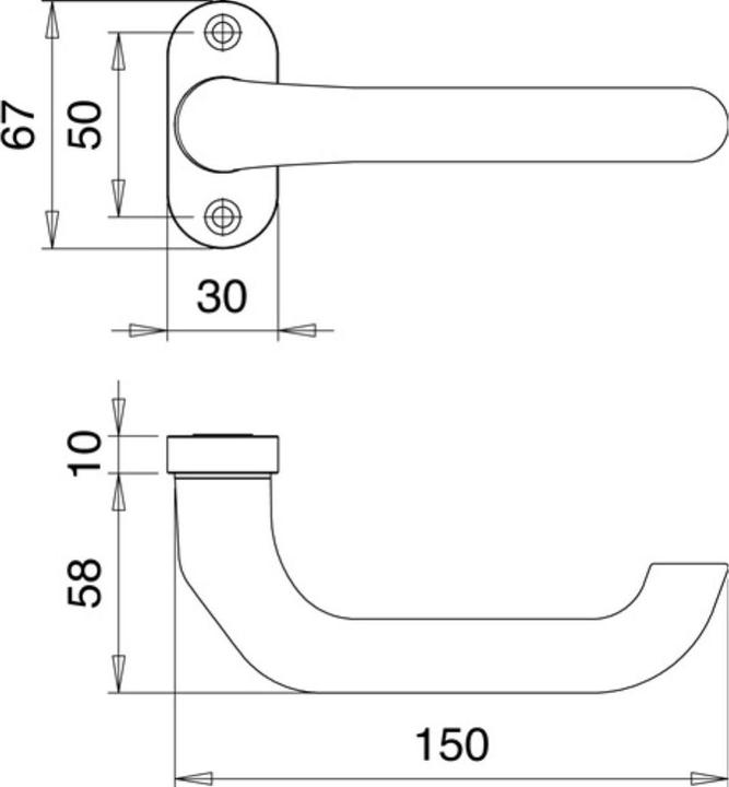 Immagine prodotto EDI Profilo maniglia apertura porta parte 1308/0800 alluminio F1 ovale 8 mm a gomito (Maniglia della porta)