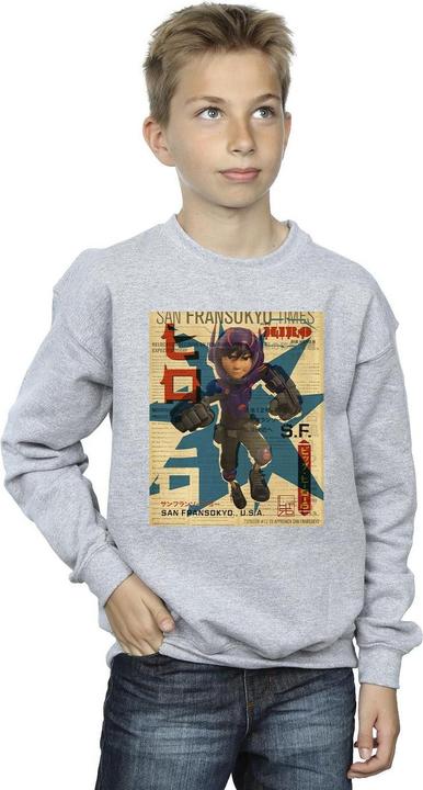 Actual product image Disney Boys Big Hero 6 Baymax Hiro Newspaper Sweatshirt (128)