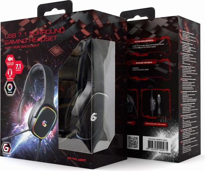 Image du produit Gembird Casque de jeu surround USB 7.1 avec effet lumineux RGB (Filaire)